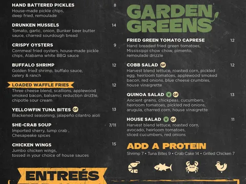 The Bunker menu, page 1