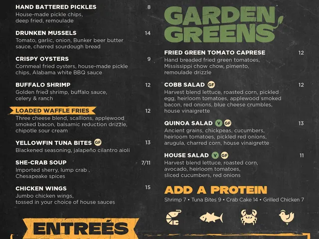 The Bunker menu, page 1