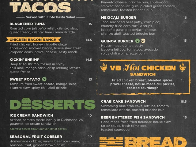 The Bunker menu, page 2