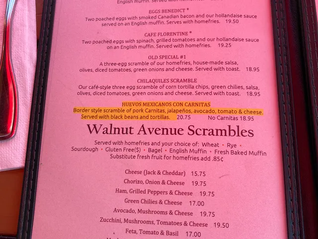 Walnut Avenue Cafe menu — Sandwiches