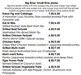 Aloha Island Grille menu
