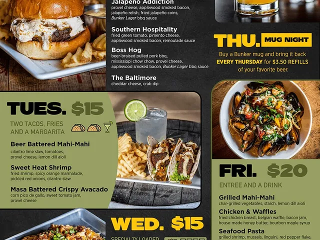 The Bunker daily specials menu