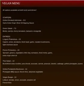Café Cruz — Cafe Vegan Menu menu