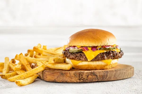 Chili's Big QP cheeseburger with seasoned fries