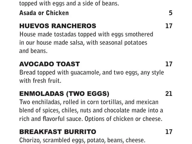 Casa Corazon breakfast and breakfast drinks menu