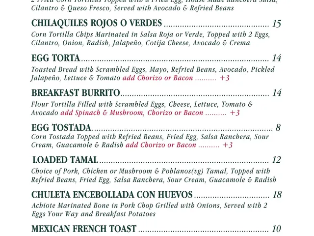 El Ponce one-page brunch menu