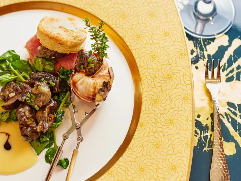 L'Opossum escargot and ham biscuit appetizer
