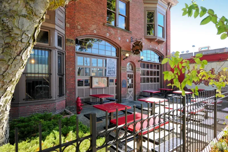 Historic brick E9 Firehouse & Gastropub exterior in Tacoma