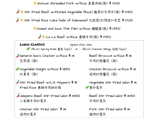 Yunnan Kitchen complete food menu page 7 of 9 listing lunch specials