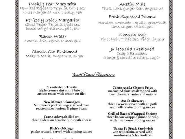 Richardson's official happy hour menu listing specialty cocktails and small plates