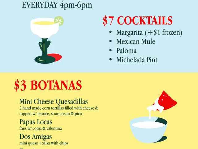 El Ponce one-page happy-hour food and cocktail menu