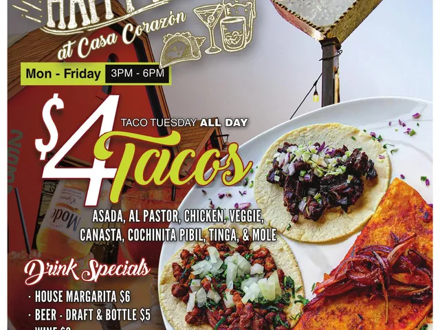 Casa Corazon happy hour and Taco Tuesday menu