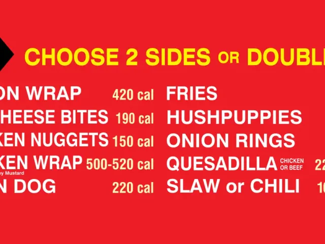 Cook Out official tray menu board listing side choices and double-up options