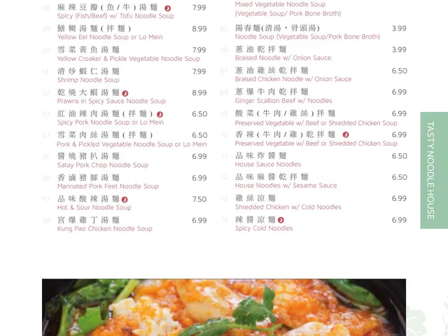 Tasty Noodle House complete menu page 7, noodle soups