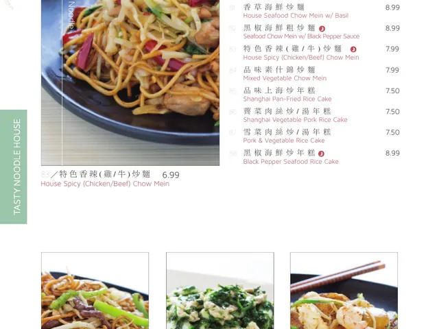 Tasty Noodle House complete menu page 8, fried noodles