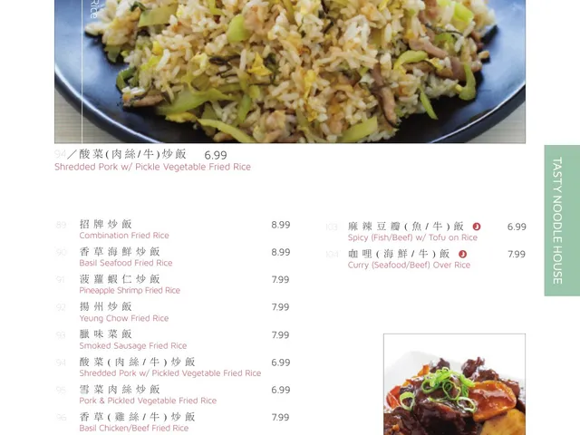 Tasty Noodle House complete menu page 9, fried rice