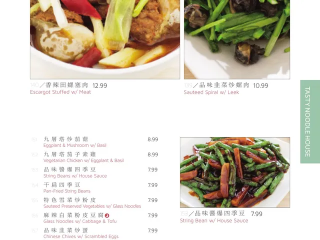 Tasty Noodle House complete menu page 13, house entrees