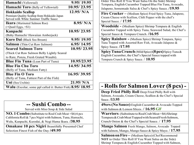 Oh Baby Sushi menu page 3