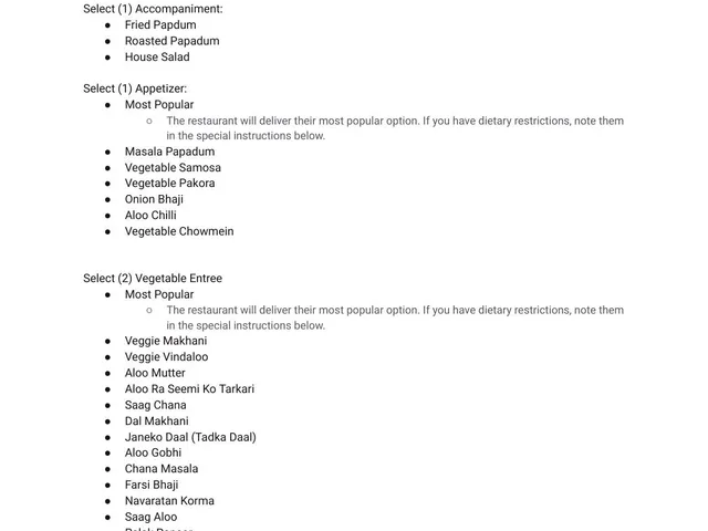 Chicago Curry House vegetarian catering package
