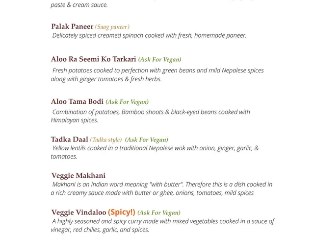 Chicago Curry House catering menu vegetarian curry selections and prices