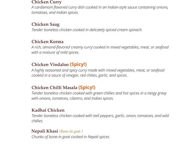 Chicago Curry House catering menu chicken curry selections and prices