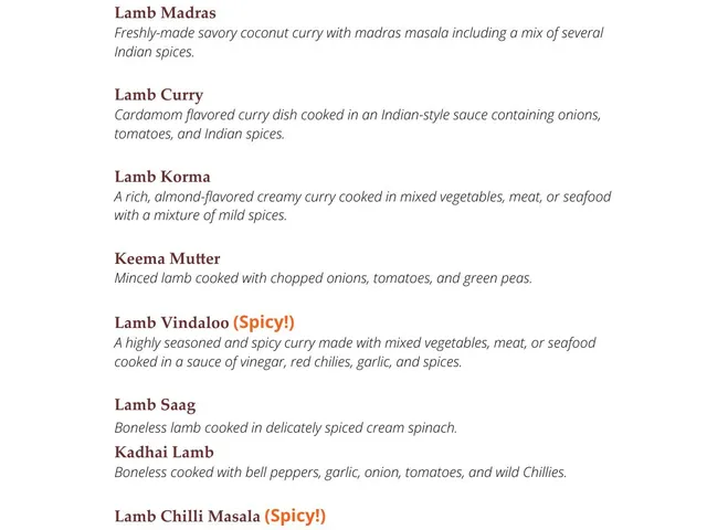 Chicago Curry House catering menu lamb curry selections