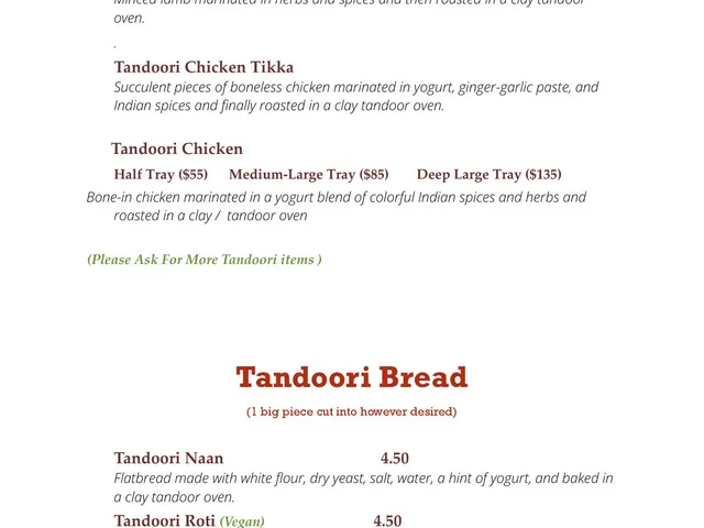 Chicago Curry House catering menu tandoori dishes