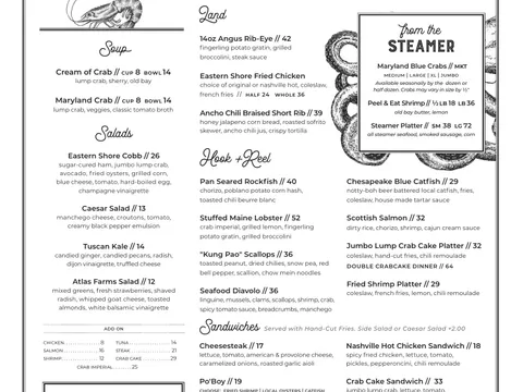 Page 1 of the Watershed dinner menu