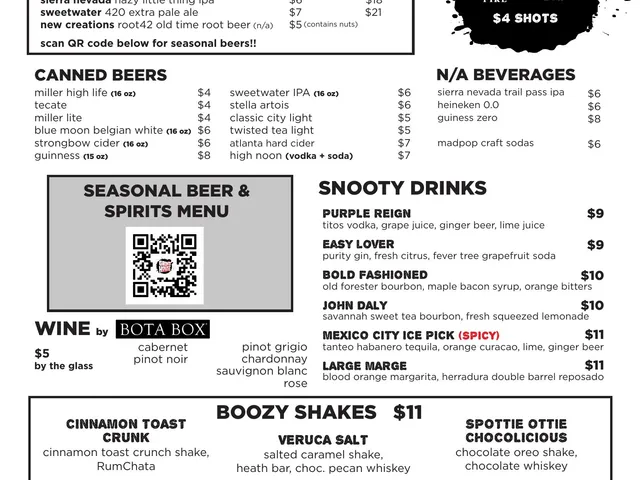 Complete beer, wine, cocktail, and boozy shake menu for Grindhouse Killer Burgers