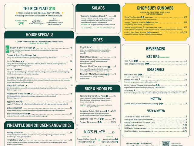 Published Mamahuhu Palo Alto menu with house specials, salads, sandwiches, sides, rice, noodles and beverages