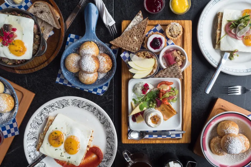 Brunch dishes at Broder Nord