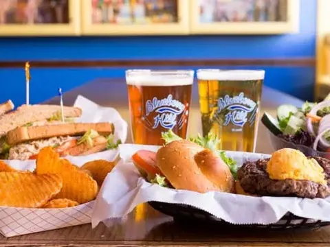 Burger and sandwich baskets with beer at Blueberry Hill