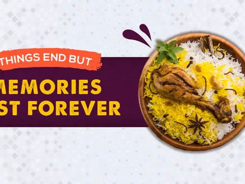 Bowl of chicken biryani in an official Biryani Pot banner