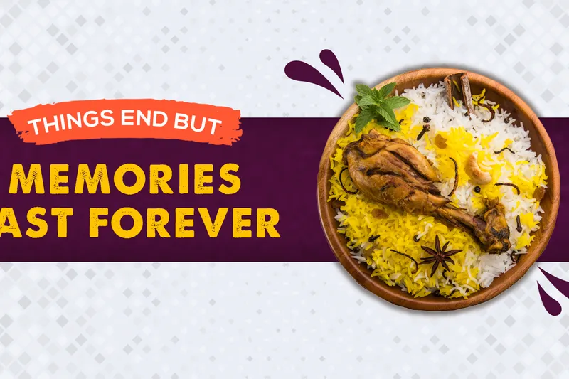 Bowl of chicken biryani in an official Biryani Pot banner