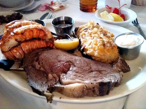Prime rib, grilled lobster tail and crab-topped potato at Bob Taylor's Ranch House