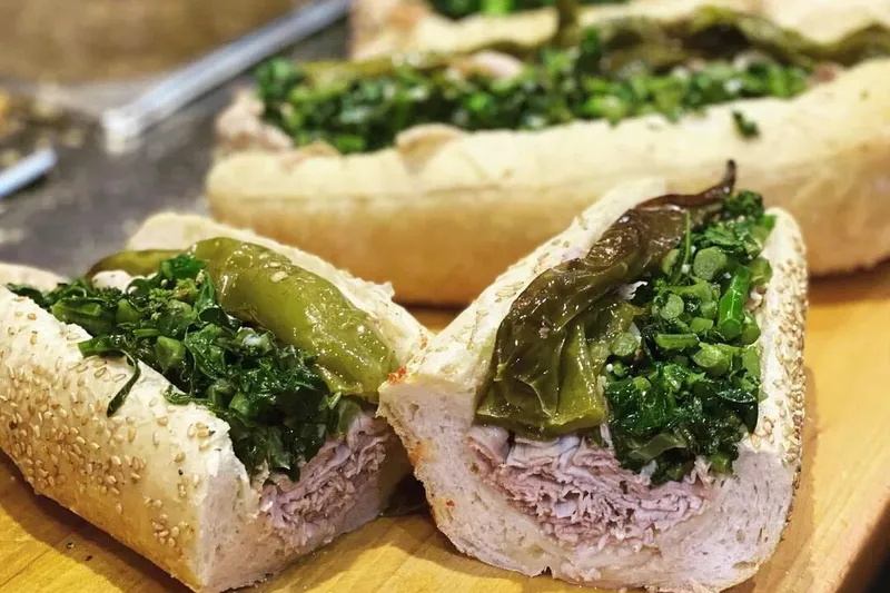 Roast pork sandwiches with broccoli rabe at Tommy DiNic's in Reading Terminal Market