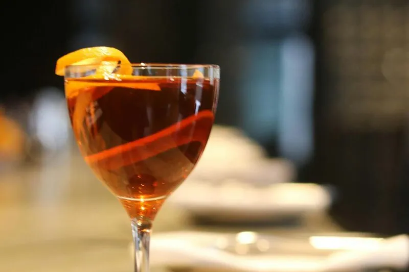 Amber cocktail served at the Tavernetta bar in Denver