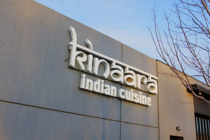 Kinaara Indian Cuisine exterior sign on the restaurant's building in Omaha