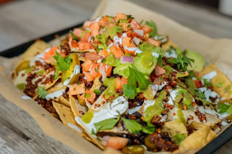 Deluxe vegan nachos at Green Owl Cafe
