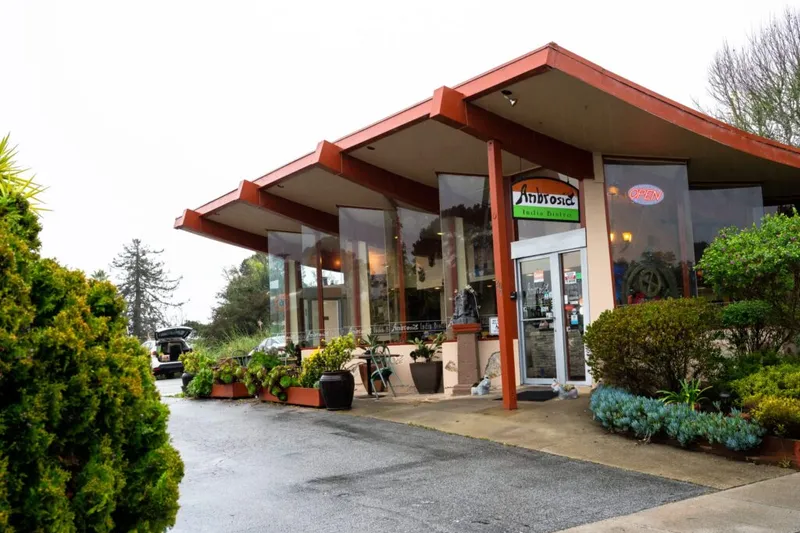 Storefront exterior of Ambrosia India Bistro in Aptos