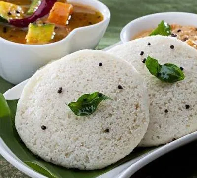 Steamed idli with sambar and chutney at Amma's South Indian Cuisine