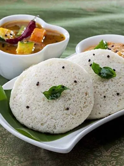 Steamed idli with sambar and chutney at Amma's South Indian Cuisine