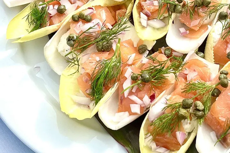 Smoked salmon endive appetizer at The Cottage La Jolla