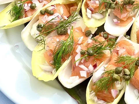 Smoked salmon endive appetizer at The Cottage La Jolla