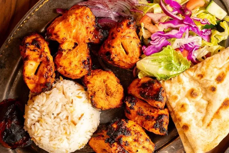 Chicken kebab platter from Mosaic Cafe