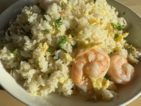 Plate of shrimp fried rice at Chez Xue