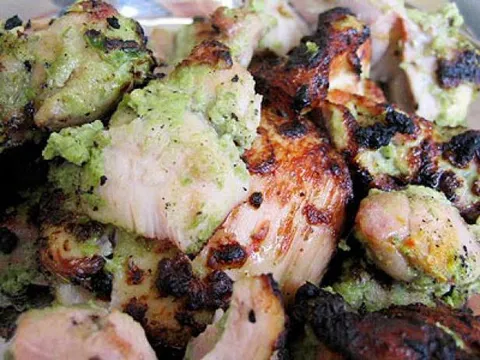Grilled chicken boti from Khan BBQ in Chicago.