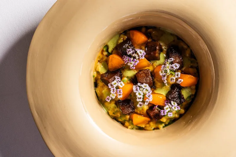 Risotto alle Nerano with wagyu beef cheek at Frasca Food and Wine