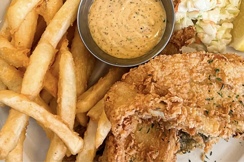 Fried fish plate from Mecca Restaurant
