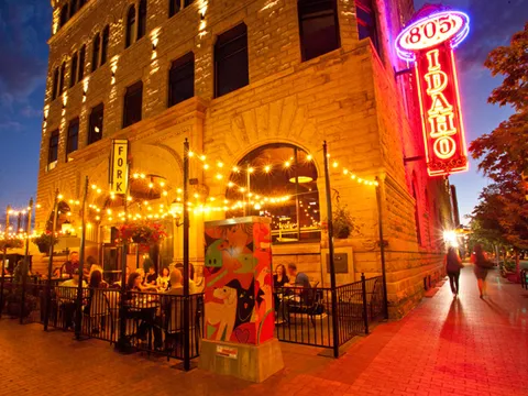 Outdoor patio dining at Fork Restaurant in downtown Boise